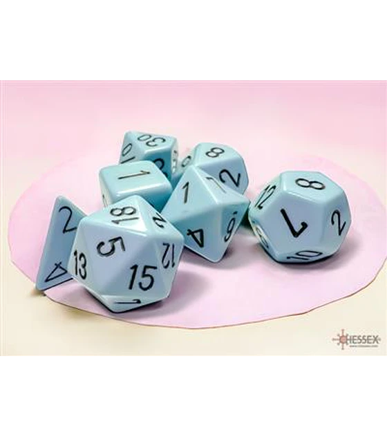 Chessex Opaque Pastel Blue/black Polyhedral 7-Dice Set