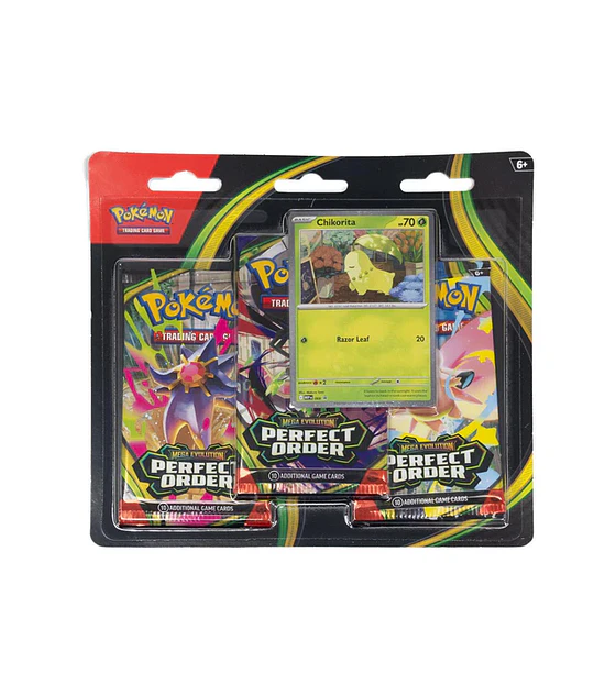 PKM Mega Evolution Perfect Order 3 Pack Blister - EN (Chikorita)