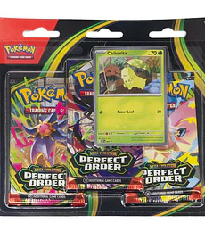 PKM Mega Evolution Perfect Order 3 Pack Blister - EN (Chikorita)
