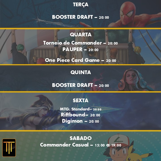 Calendário Semanal de Eventos - Triplace Games