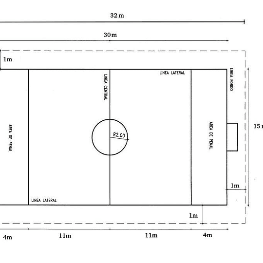 Cancha de césped sintético económico de 17x32 m2 y Shockpad