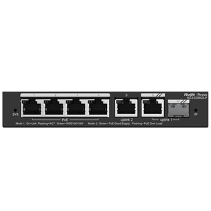 Switch gerenciável inteligente Reyee com 6 portas Gigabit, 4 portas PoE de 54 W e 1 porta SFP combinada | RG-ES206GS-P