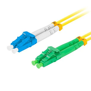 Cabo de fibra óptica duplex SM LC/APC-LC/UPC LSZH G657A1 3,0 mm Amarelo (3 Metros)