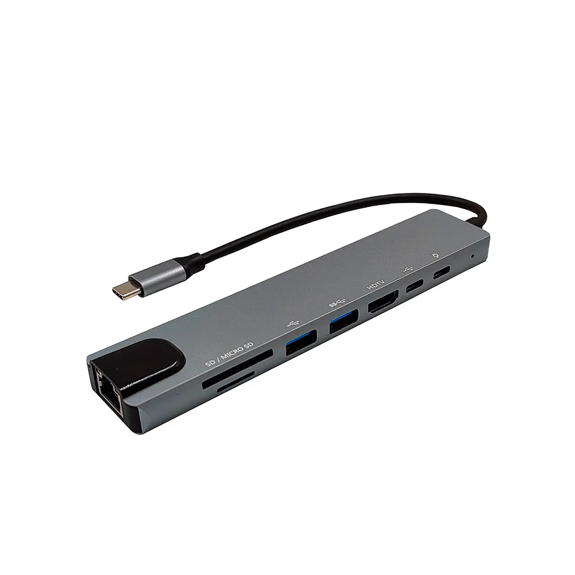Hub Multifuncional Type-C para HDTV – 5 em 1 com HDMI, PD, 2×USB, Type-C, SD, TF e LAN  1