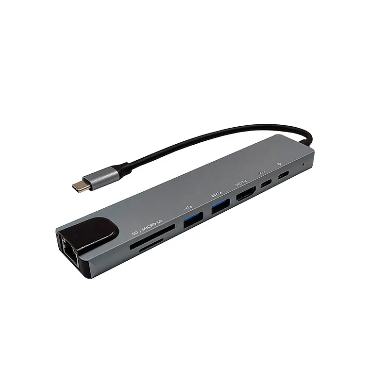 Hub Multifuncional Type-C para HDTV – 5 em 1 com HDMI, PD, 2×USB, Type-C, SD, TF e LAN  1