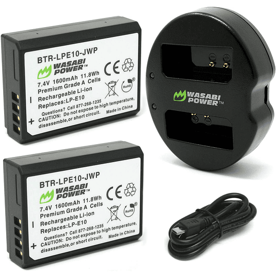 Wasabi Power LP-E10 Kit de Baterías y Cargador para Canon / KIT-BB-LPE10 