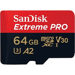 Sandisk Extreme PRO de 64GB A2 MicroSD / SDSQXCY-O64G-GN6MA  speeds 170