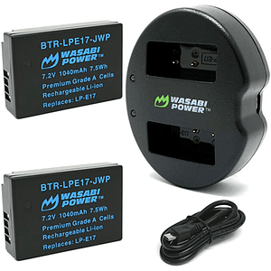 Wasabi Power LP-E17 Kit de Baterías y Cargador para Canon/ KIT-BB-LPE17