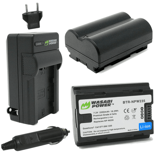 Wasabi Power NP-W235 para Fujifilm Kit de 2 Baterías y Cargadores de Pared y Auto  - Image 1