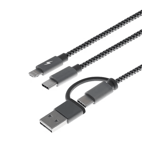 XTECH XTC560 CABLE 5 EN 1 MICROUSB USB A USBC LIGHTNING 1.2MTS - Image 1