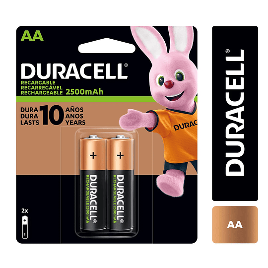 Duracell 1018017 Pilas Recargables 2 unidades AA 2500MAH.