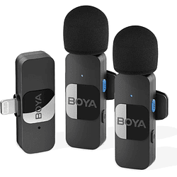 Boya BY-V2 Micrófono inalámbrico doble ultra compacto 2.4GHZ Conector Lightning.