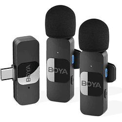 Boya BY-V20 Micrófono Inalámbrico Doble Ultra Compacto Y Portable 2.4GHz Conector USB-C