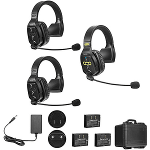 Saramonic WiTalk WT3S Sistema de intercomunicación inalámbrico dúplex completo para 3 personas con 3 auriculares de un solo oído