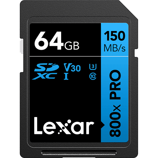 Lexar 64GB de Alto Rendimiento 800xPro SDXC-UHS-I V30 150 MB/s. (Serie BLUE) - Image 1