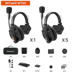 Saramonic Witalk9 WT6S Sistema de Intercomunicadores Full-Duplex para 5 Usuarios