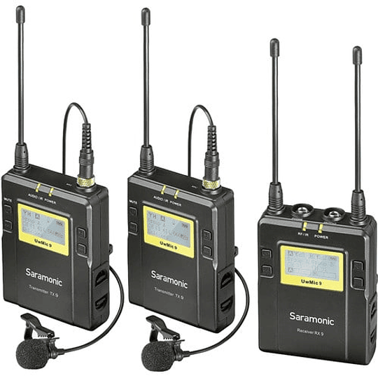 Saramonic RX9+RX9+TX9 PACKAGE Kit Digital Inalámbrico Dual Sistema de Micrófono de Solapa