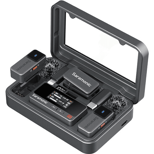 Saramonic Air Kit de Micrófonos Lavalier Inalámbrico 2,4GHz de 2TX y 1RX más Estuche de Carga - Image 1