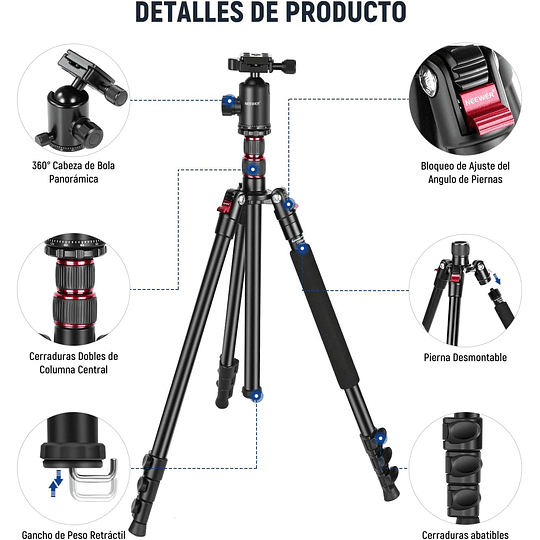 Neewer Trípode Monopie 195cm con Soporte y Control Remoto / 10104153 - Image 8