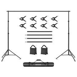 Neewer Sistema de Soporte de Fondos de 2x3m Con 2 Bolsas de Arena y 8 Abrazaderas / 10105043