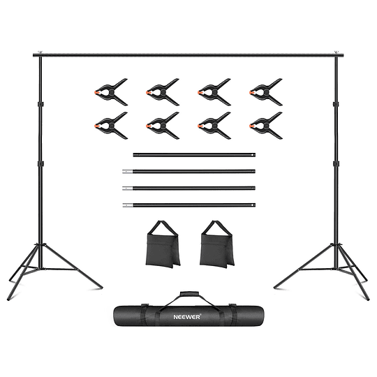 Neewer Sistema de Soporte de Fondos de 2x3m Con 2 Bolsas de Arena y 8 Abrazaderas / 10105043 - Image 1