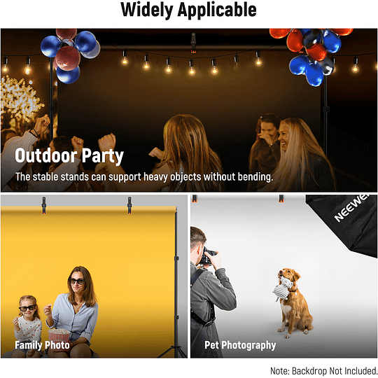 Neewer Sistema de Soporte de Fondos de 2x3m Con 2 Bolsas de Arena y 8 Abrazaderas / 10105043 - Image 7