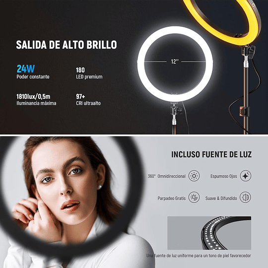 Neewer RH12B Anillo de Luz LED de 30,5cm con Soporte de 180cm - Image 3