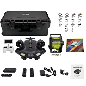 QYSEA FIFISH EGO-E200 ROV Submarino con IA con 2 Baterías y Maleta (Cable de 200m)