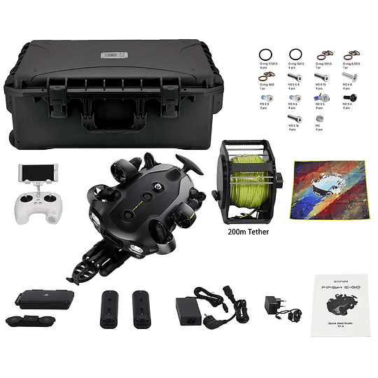 QYSEA FIFISH E-GO E200A ROV Submarino con IA Brazo Robótico con Pinza 2 Baterías y Maleta (Cable de 200m) - Image 1