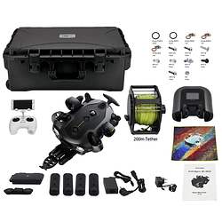 QYSEA FIFISH E-GO E-E200A ROV Submarino con IA Brazo Robótico 4 Baterías Estación de Carga y Maleta (Cable de 200m)