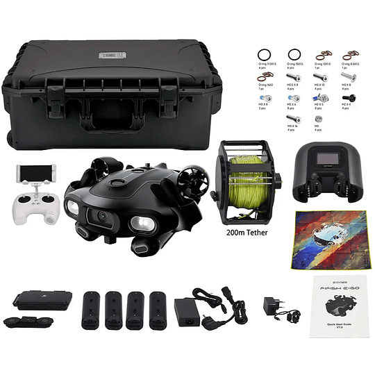 QYSEA FIFISH EGO E-E200 ROV Submarino con IA con 4 Baterías Estación de Carga y Maleta (Cable de 200m) - Image 1