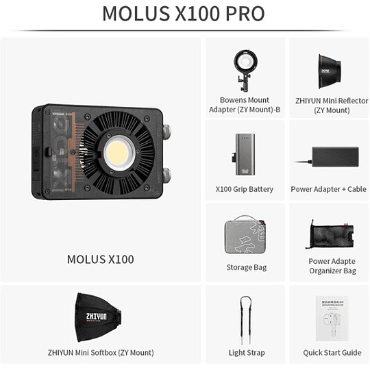 Zhiyun MOLUS X100 Bi-Color Pocket COB Monolight (Pro Kit) / C040018AM1 - Image 10