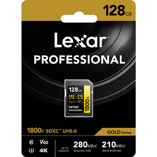 Lexar 128GB Professional 1800x UHS-II SDXC Tarjeta de Memoria (GOLD Series) - Image 6