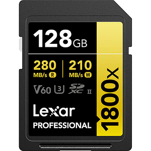 Lexar 128GB Professional 1800x UHS-II SDXC Tarjeta de Memoria (GOLD Series)