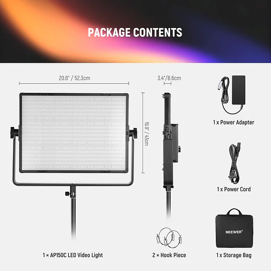 Neewer AP150C Kit de Iluminación de Video con Panel Led RGB de 150W / 10104918 - Image 6