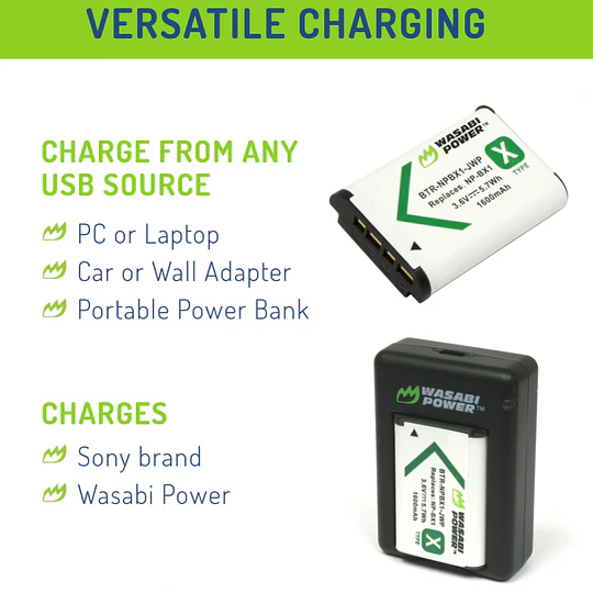 Wasabi NPBX1 Kit 2 Baterías BX1 y Cargador USB para Sony - Image 3