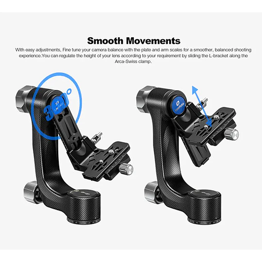 Leofoto PG-3 Cabezal Gimbal de Fibra de Carbono con Capacidad hasta 25Kg - Image 6