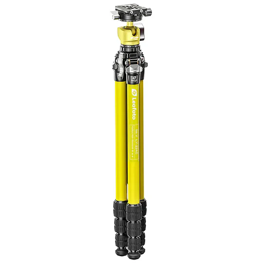 LEOFOTO LY-224C+LH25Y Kit Trípode Carbono Ranger de 4 Secciones AMARILLO con Cabezal de Rotula (Sop. Hasta 6kg) - Image 2