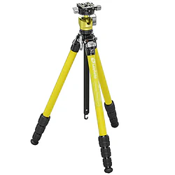 LEOFOTO LY-224C+LH25Y Kit Trípode Carbono Ranger de 4 Secciones AMARILLO con Cabezal de Rotula (Sop. Hasta 6kg)