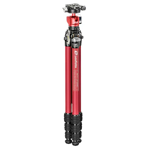 LEOFOTO LY-224C+LH25R Kit Trípode Carbono Ranger de 4 Secciones ROJO con Cabezal de Rotula (Sop. Hasta 6kg)