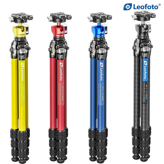 LEOFOTO LY-224C+LH25R Kit Trípode Carbono Ranger de 4 Secciones ROJO con Cabezal de Rotula (Sop. Hasta 6kg) - Image 3