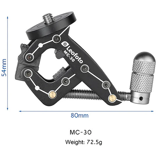 Leofoto MC-30 Clamp Mount Soporte de Abrazadera para Smartphone / Cámara de 1,3