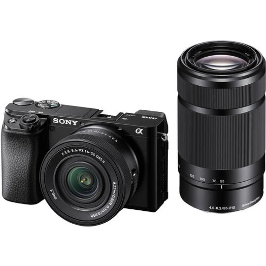 Sony Alpha a6100 Kit Cámara Mirrorless 24.2MP + Lentes 16-50mm y 55-210mm / ILCE6100X/B - Image 1