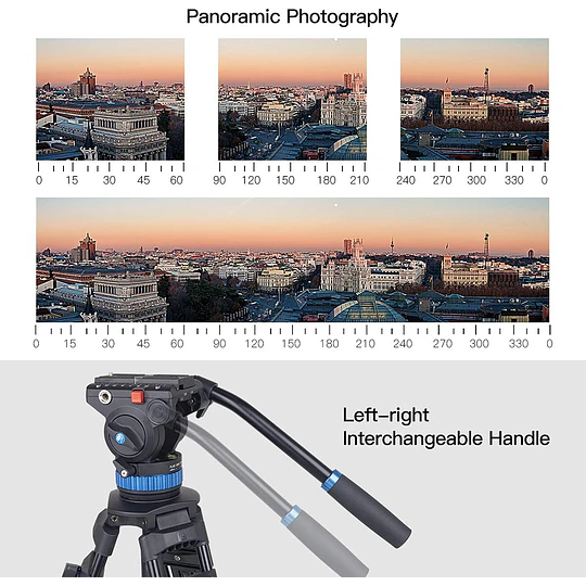 Sirui SH15 Trípode de Vídeo de Aluminio con Cabezal Fluido - Image 9