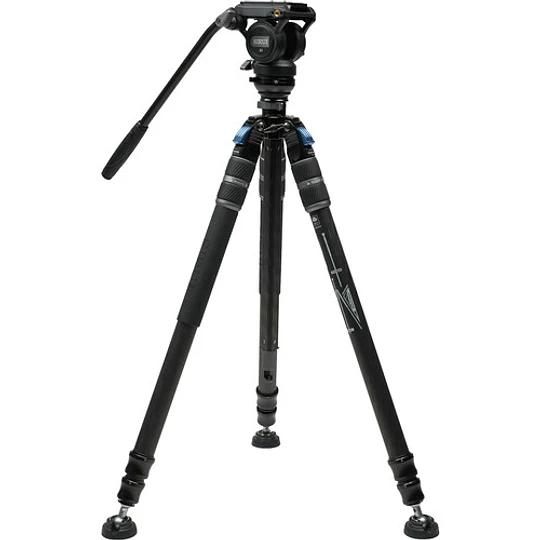Sirui SVS60+S3 Kit de Trípode de Vídeo de Fibra de Carbono con Ajuste de Altura de Un Solo Paso - Image 1