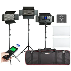 Viltrox VL-D640T Kit Triple de luces LED, Stand y Maleta de Transporte