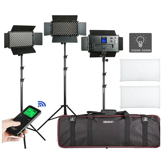 Viltrox VL-D640T Kit Triple de luces LED, Stand y Maleta de Transporte