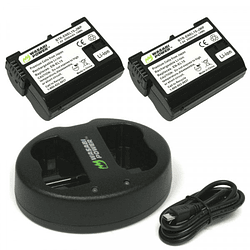 Wasabi Power EN-EL15 Kit de Baterías y Cargador para Nikon / EN-EL15