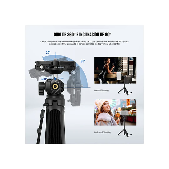 Neewer Trípode de escritorio Extensible 38cm. Compatible con Celular, Cámara y GoPro / 10104171EU - Image 4