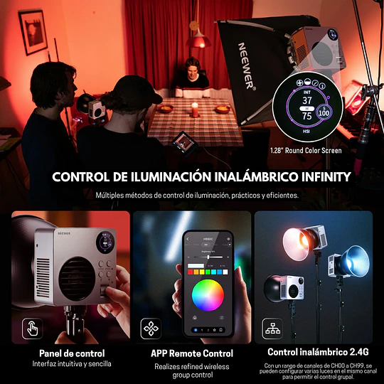 Neewer Luz LED RGB Portátil con Batería y Montura Bowens COB 80W / 10106634EU - Image 3